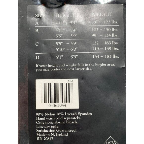 Victorias Secret Control Top Opaque‎ Tight Black Sz C Nylon & Lycra Spandex - Picture 3 of 3